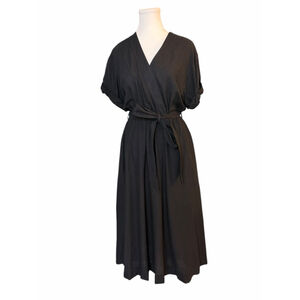 Xirena 100% Cotton Faux Wrap Maxi Dress Black Sz M